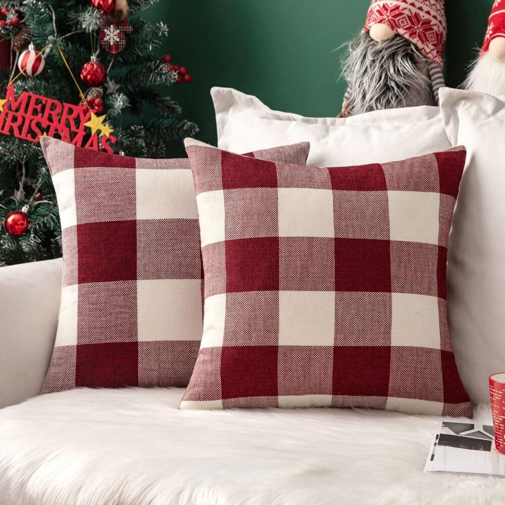 1136 Pack of 2 Christmas Classic Farmhouse Buffalo Check Plaids Polyester